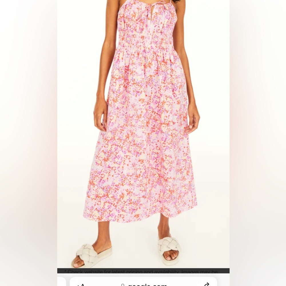 H&M Smocked Cotton Midi Dress Size S -M. NWT NEW